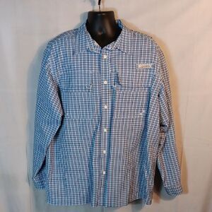 Habit Men's Solar Factor 40+ Outdoor / Fishing Blue Plaid Shirt